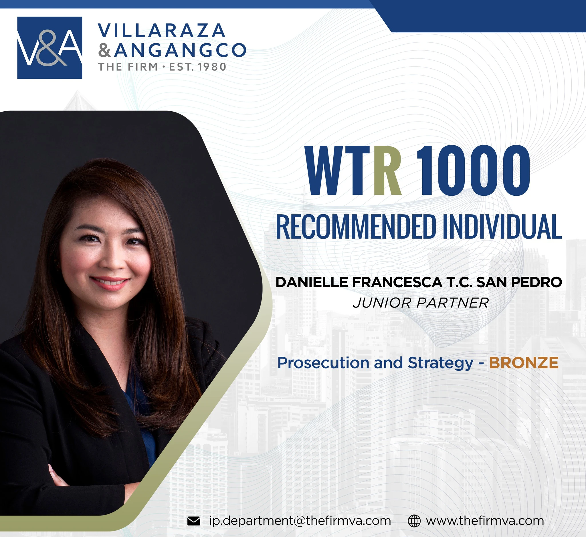 V&A Law Rises to Gold Tier Intellectual Property Firm Ranking in WTR 1000 2024