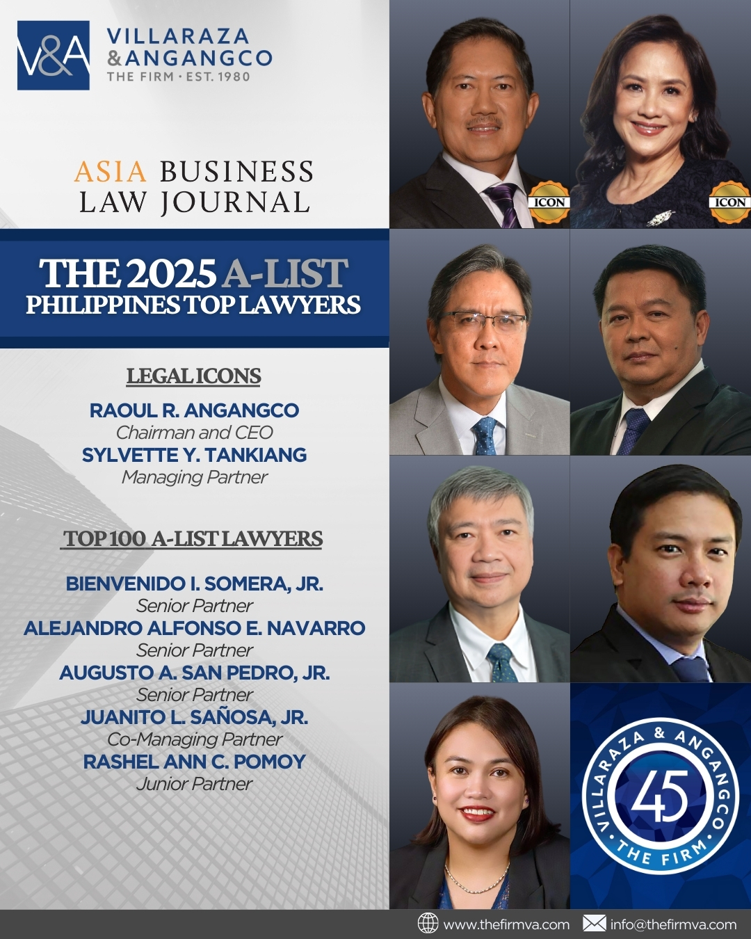 V&A Law Leaders and Partners Named in Asia Business Law Journal’s The A-List 2025
