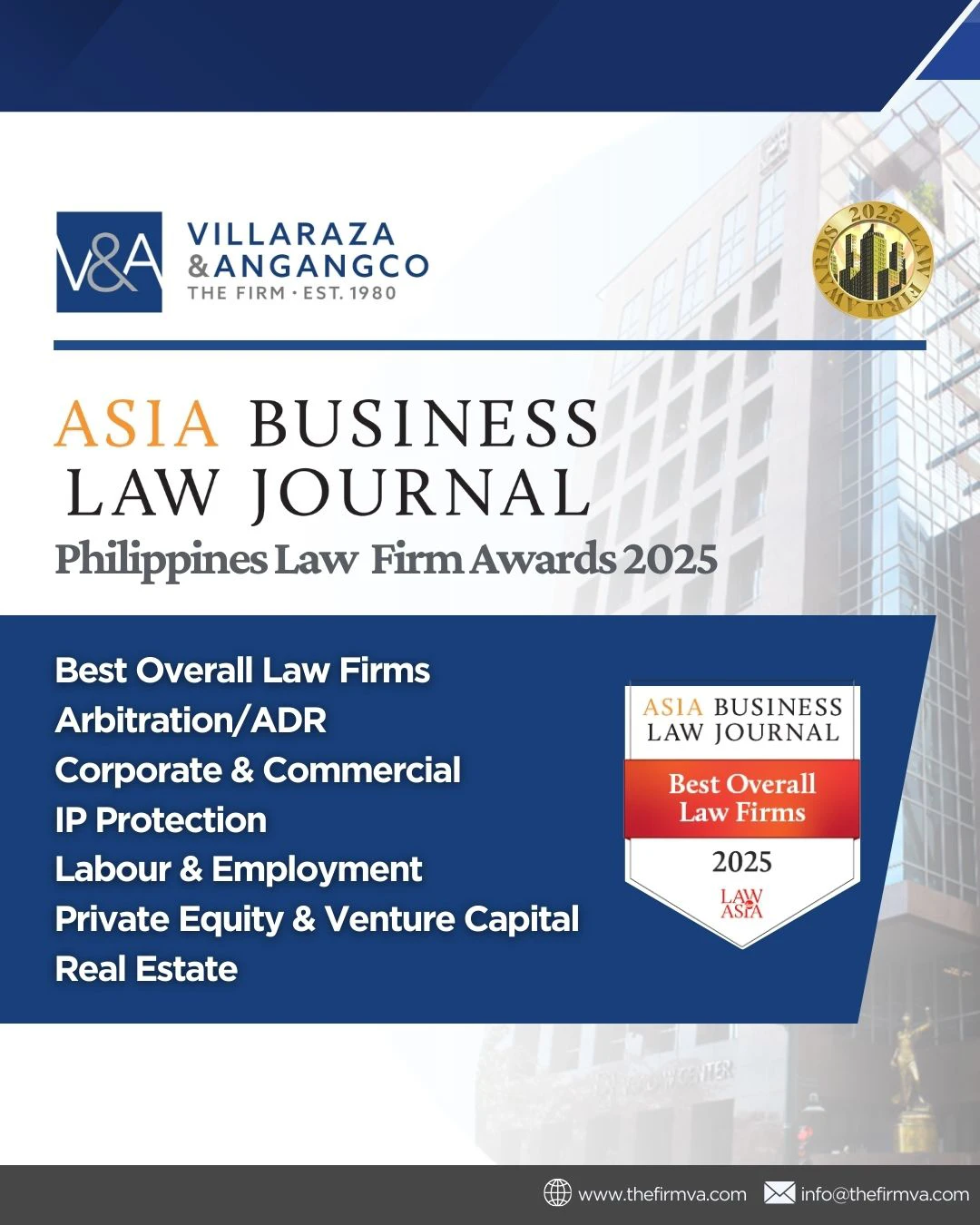 V&A Law Recognized in Asia Business Law Journal’s Philippines Law Firm Awards 2025