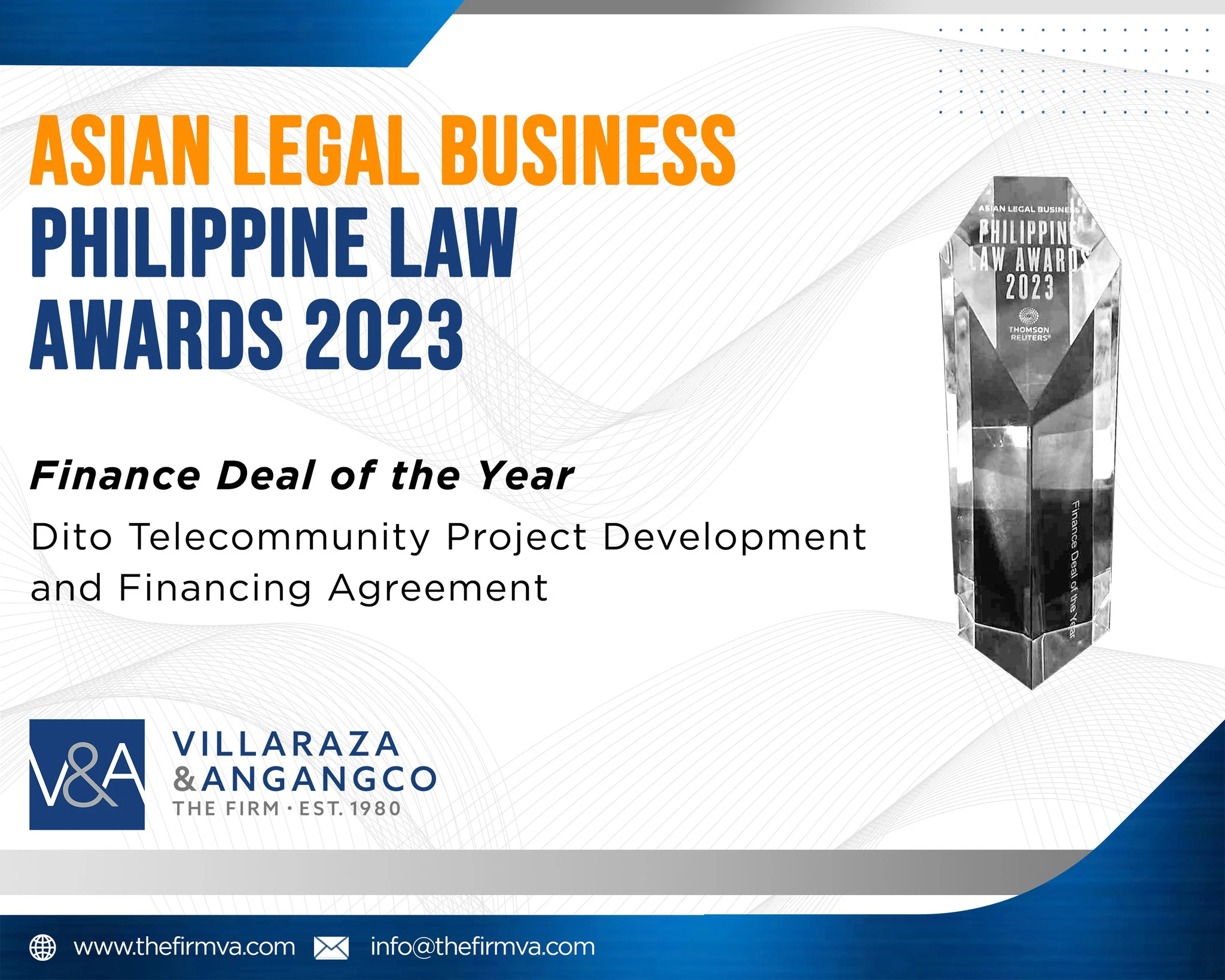 V&A Law bags Finance Deal of the Year at the 2023 Asian Legal Business Philippine Law Awards