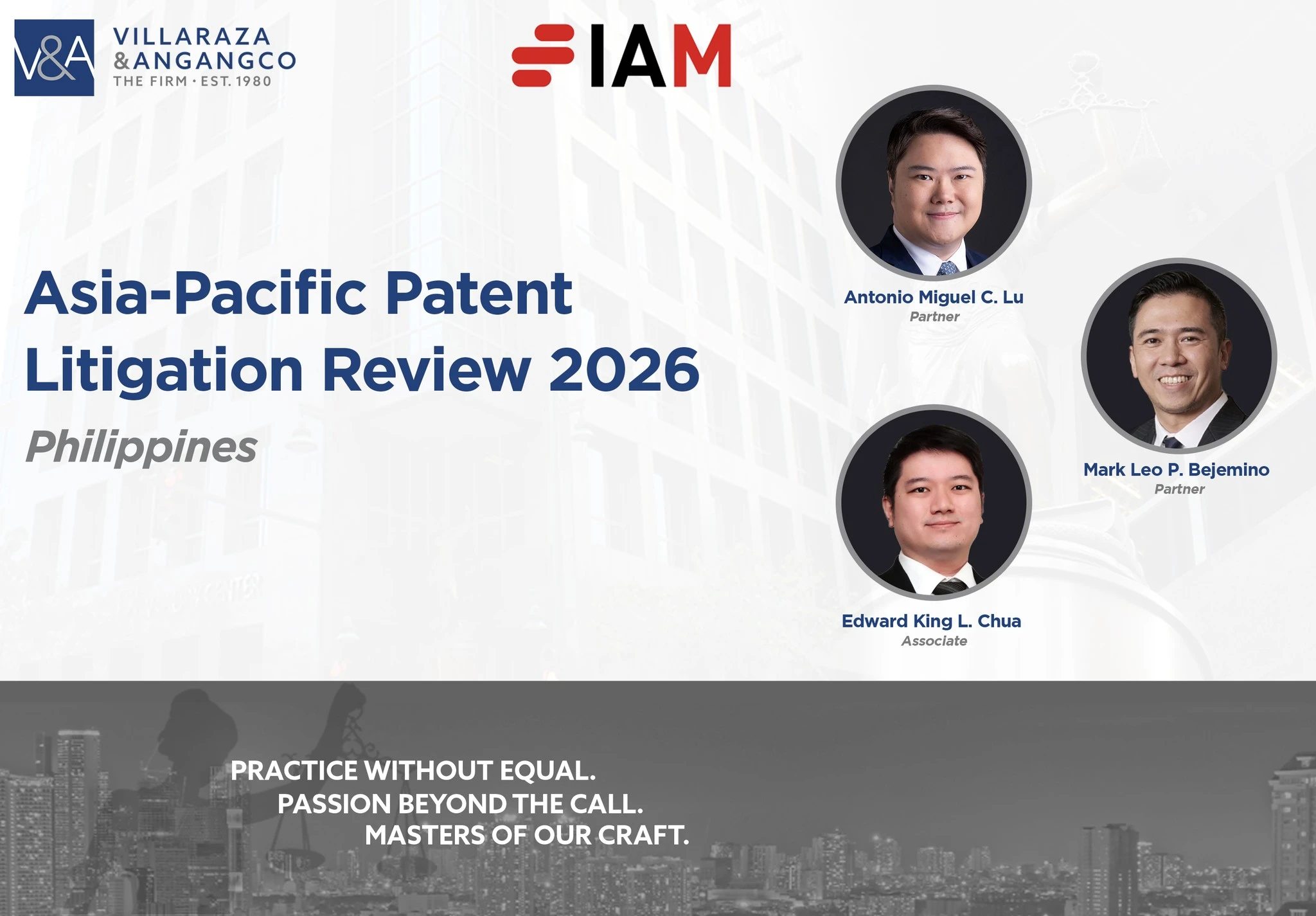V&A Law is the Exclusive Contributor to the Philippine Chapter of IAM Asia-Pacific Patent Litigation Review 2026