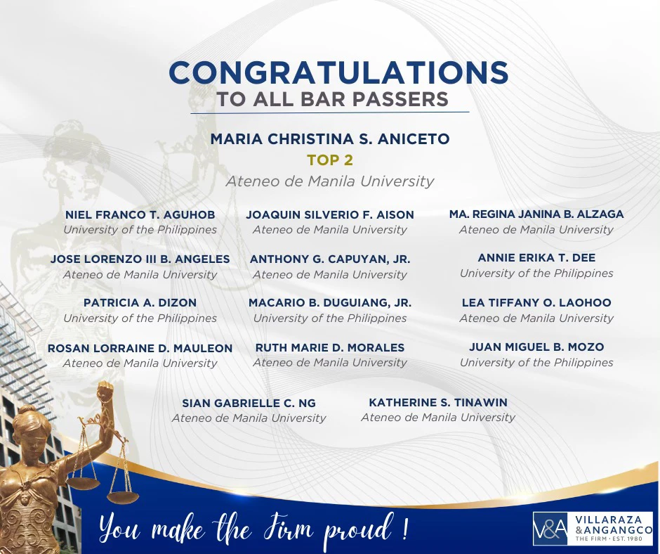 V&A Law’s 15 Underbar Associates Pass the 2024 Bar Exams