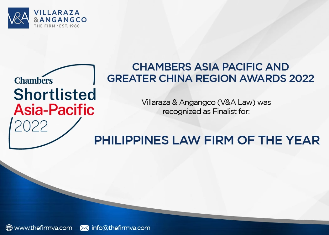 V&A Law Recognized as Finalist for Philippines Firm of the Year at the Chambers Asia Pacific and Greater China Region Awards 2022