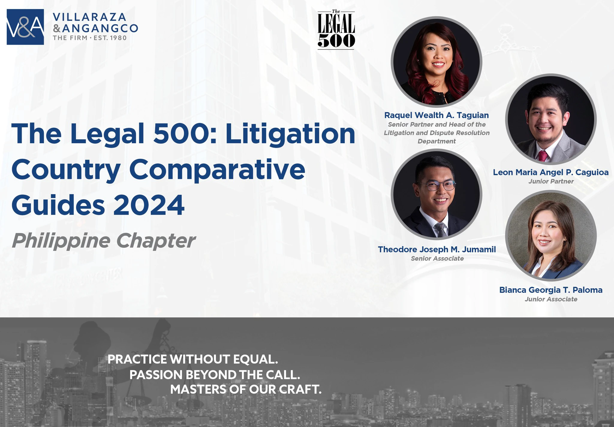 V&A Law Contributes the Philippine Chapter of the Legal 500 Litigation Country Comparative Guides 2024