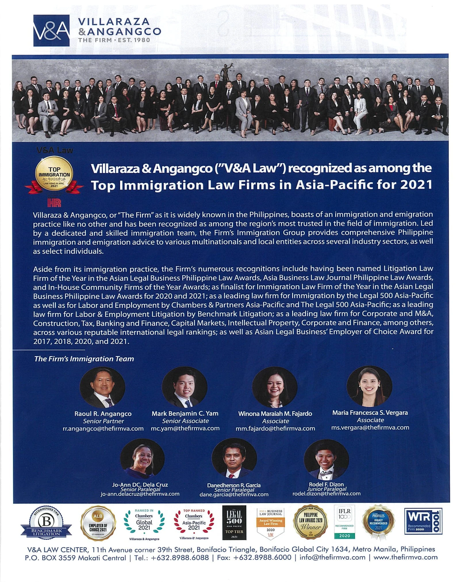 The Firm Recognized among the Top 10 Immigration Law Firms in Asia-Pacific for 2021